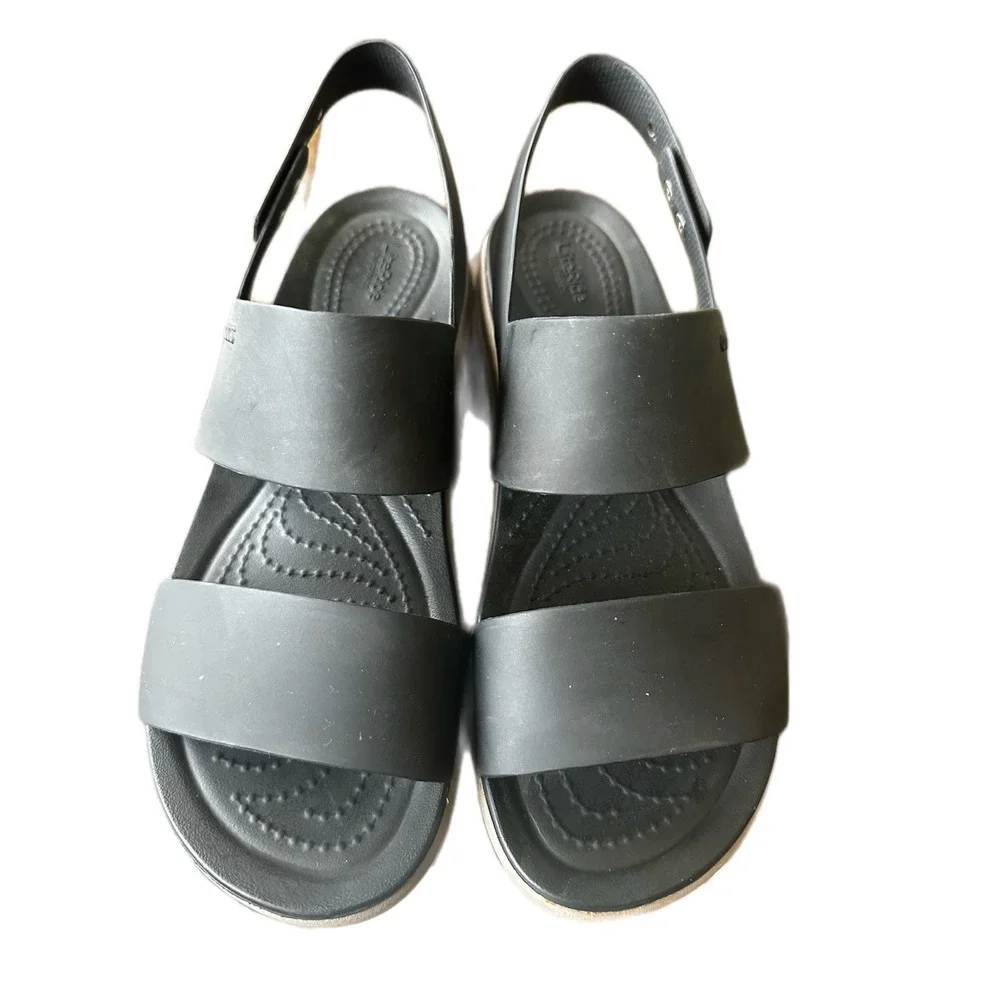 Crocs Brooklyn Low Wedge Black Mushroom Platform Sandals Womens 8 LiteRide Foam - Picture 3 of 6